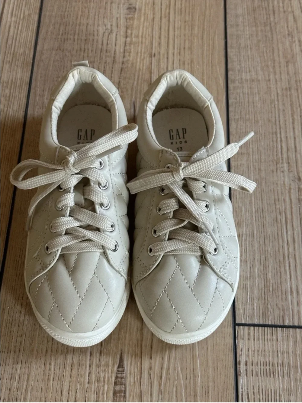 GAP Kids Cream Quilted Lace-Up Sneakers